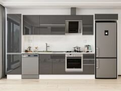 Alvinka 370X222 Cm High Gloss Mutfak Dolabı Mbb-E80B50S40-2 High Gloss | Antrasit - Mdf