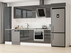 Alvinka 370X222 Cm High Gloss Mutfak Dolabı Mbb-E80B50S40-2 High Gloss | Antrasit - Mdf