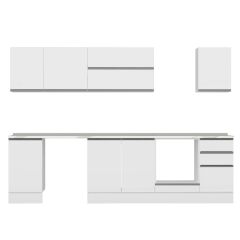 Alvinka 290X210 Cm High Gloss Mutfak Dolabı M-E80S45S45-2 High Gloss | Beyaz - Suntalam