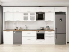 Alvinka 410X240 Cm Klasik Mebran Mutfak Dolabı Beyaz Beyaz Mb-E90S60S60-3 Mebran | Beyaz - Suntalam