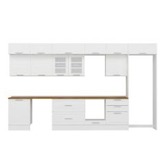 Alvinka 410X240 Cm Klasik Mebran Mutfak Dolabı Beyaz Beyaz Mb-E90S60S60-3 Mebran | Beyaz - Suntalam