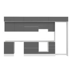 Alvinka 390X240 Cm High Gloss Mutfak Dolabı Mb-E90S60S40-1 High Gloss | Antrasit - Suntalam