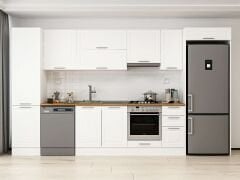 Alvinka 380X222 Cm Klasik Mebran Mutfak Dolabı Mbb-E90B50S40-1 Mebran | Beyaz - Mdf