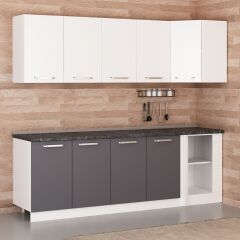 Minar 240Cm Köşe Mutfak Dolabı - Beyaz/Antrasit K240-A1