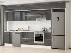 Alvinka 390X240 Cm High Gloss Mutfak Dolabı Mb-E90S60S40-1 High Gloss | Antrasit - Mdf