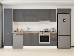 Alvinka 380X222 Cm Klasik Mebran Mutfak Dolabı Mbb-E90B50S40-1 Mebran | Antrasit - Mdf