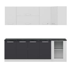 Minar 240Cm Köşe Mutfak Dolabı - Beyaz/Antrasit K240-A2