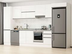 Alvinka 375X222 Cm High Gloss Mutfak Dolabı Mbb-E80B50S45-1 High Gloss | Beyaz - Suntalam