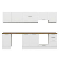 Alvinka 295X210 Cm Klasik Mebran Mutfak Dolabı M-E80S50S45-1 Mebran | Beyaz - Mdf