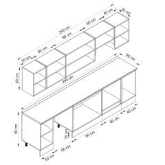 Alvinka 295X210 Cm Klasik Mebran Mutfak Dolabı M-E80S50S45-1 Mebran | Beyaz - Mdf