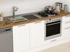 Alvinka 380X222 Cm Klasik Mebran Mutfak Dolabı Mbb-E90B50S40-2 Mebran | Beyaz - Suntalam