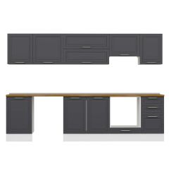 Alvinka 295X210 Cm Klasik Mebran Mutfak Dolabı M-E80S50S45-1 Mebran | Antrasit - Mdf