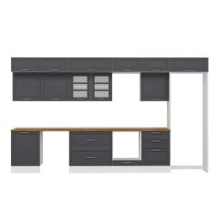 Alvinka 410X240 Cm Klasik Mebran Mutfak Dolabı Beyaz Beyaz Mb-E90S60S60-3 Mebran | Antrasit - Mdf