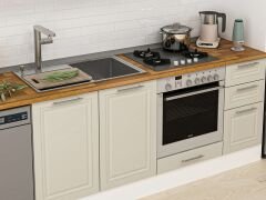 Alvinka 360X222 Cm Klasik Mebran Mutfak Dolabı Mb-E80S40S40-3 Mebran | Kumtaşı - Suntalam