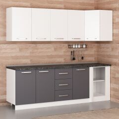 Minar 240Cm Köşe Mutfak Dolabı - Beyaz/Antrasit K240-A4