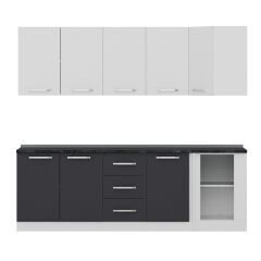 Minar 240Cm Köşe Mutfak Dolabı - Beyaz/Antrasit K240-A4