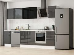 Alvinka 290X210 Cm High Gloss Mutfak Dolabı M-E80S45S45-3 High Gloss | Antrasit - Suntalam