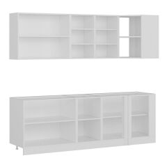 Minar 240Cm Köşe Mutfak Dolabı - Beyaz/Dore K240-D1