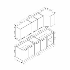 Minar 240Cm Köşe Mutfak Dolabı - Beyaz/Dore K240-D1