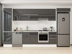 Alvinka 375X222 Cm High Gloss Mutfak Dolabı Mbb-E80B50S45-1 High Gloss | Antrasit - Mdf