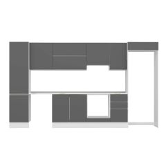 Alvinka 375X222 Cm High Gloss Mutfak Dolabı Mbb-E80B50S45-1 High Gloss | Antrasit - Mdf