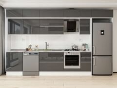 Alvinka 390X240 Cm High Gloss Mutfak Dolabı Mb-E90S60S40-2 High Gloss | Antrasit - Mdf