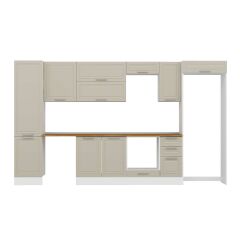 Alvinka 380X222 Cm Klasik Mebran Mutfak Dolabı Mbb-E90B50S40-2 Mebran | Kumtaşı - Suntalam