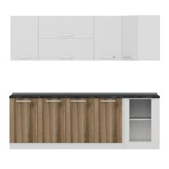 Minar 240Cm Köşe Mutfak Dolabı - Beyaz/Dore K240-D2