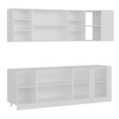 Minar 240Cm Köşe Mutfak Dolabı - Beyaz/Dore K240-D2