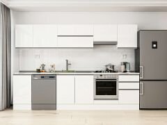 Alvinka 295X210 Cm High Gloss Mutfak Dolabı M-E80S45S50-1 High Gloss | Beyaz - Suntalam