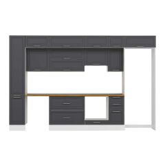 Alvinka 370X240 Cm Klasik Mebran Mutfak Dolabı Beyaz Beyaz Mbb-E90B40S40-1 Mebran | Antrasit - Suntalam