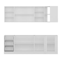 Minar 240Cm Köşe Mutfak Dolabı - Beyaz/Dore K240-D3