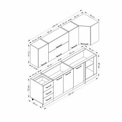 Minar 240Cm Köşe Mutfak Dolabı - Beyaz/Dore K240-D3