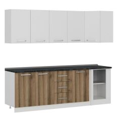 Minar 240Cm Köşe Mutfak Dolabı - Beyaz/Dore K240-D4