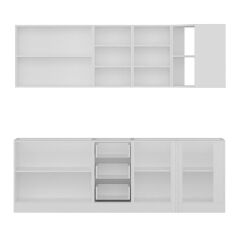 Minar 240Cm Köşe Mutfak Dolabı - Beyaz/Dore K240-D4