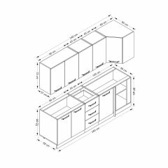 Minar 240Cm Köşe Mutfak Dolabı - Beyaz/Dore K240-D4