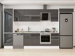 Alvinka 375X222 Cm High Gloss Mutfak Dolabı Mbb-E80B50S45-2 High Gloss | Antrasit - Suntalam