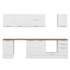 Alvinka 295X210 Cm Klasik Mebran Mutfak Dolabı Beyaz Beyaz M-E80S50S45-2 Mebran | Beyaz - Mdf