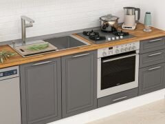 Alvinka 365X222 Cm Klasik Mebran Mutfak Dolabı Mb-E80S40S45-1 Mebran | Antrasit - Suntalam