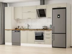 Alvinka 380X222 Cm Klasik Mebran Mutfak Dolabı Mbb-E90B50S40-2 Mebran | Kumtaşı - Mdf