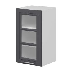 Alvinka Mutfak Modül Mbr_C Üst 1Dk2R 40-H72Cm Dolap Cam Beyaz Antrasit Suntalam