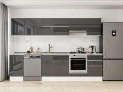 Alvinka 295X210 Cm High Gloss Mutfak Dolabı M-E80S45S50-1 High Gloss | Antrasit - Mdf