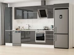 Alvinka 375X222 Cm High Gloss Mutfak Dolabı Mbb-E80B50S45-2 High Gloss | Antrasit - Mdf