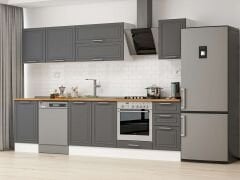 Alvinka 295X210 Cm Klasik Mebran Mutfak Dolabı Beyaz Beyaz M-E80S50S45-2 Mebran | Antrasit - Mdf