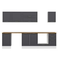 Alvinka 295X210 Cm Klasik Mebran Mutfak Dolabı M-E80S50S45-2 Mebran | Antrasit - Mdf