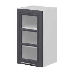 Alvinka Mutfak Modül Mbr_C Üst 1Dk2R 40-H72Cm Dolap Cam Beyaz Antrasit Mdf