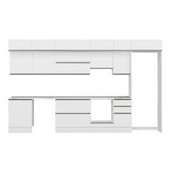 Alvinka 395X240 Cm High Gloss Mutfak Dolabı Mb-E90S60S45-1 High Gloss | Beyaz - Suntalam