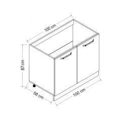 Minar 100 Cm Mutfak Dolabı Beyaz 100-B2-Alt Modül