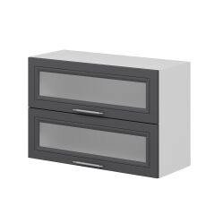 Alvinka Mutfak Modül Mbr_C Üst 2Yk1R 90-H60Cm Dolap Cam Beyaz Antrasit