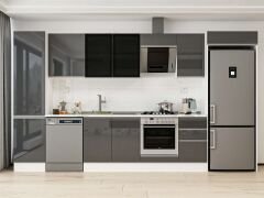 Alvinka 375X222 Cm High Gloss Mutfak Dolabı Mbb-E80B50S45-3 High Gloss | Antrasit - Suntalam